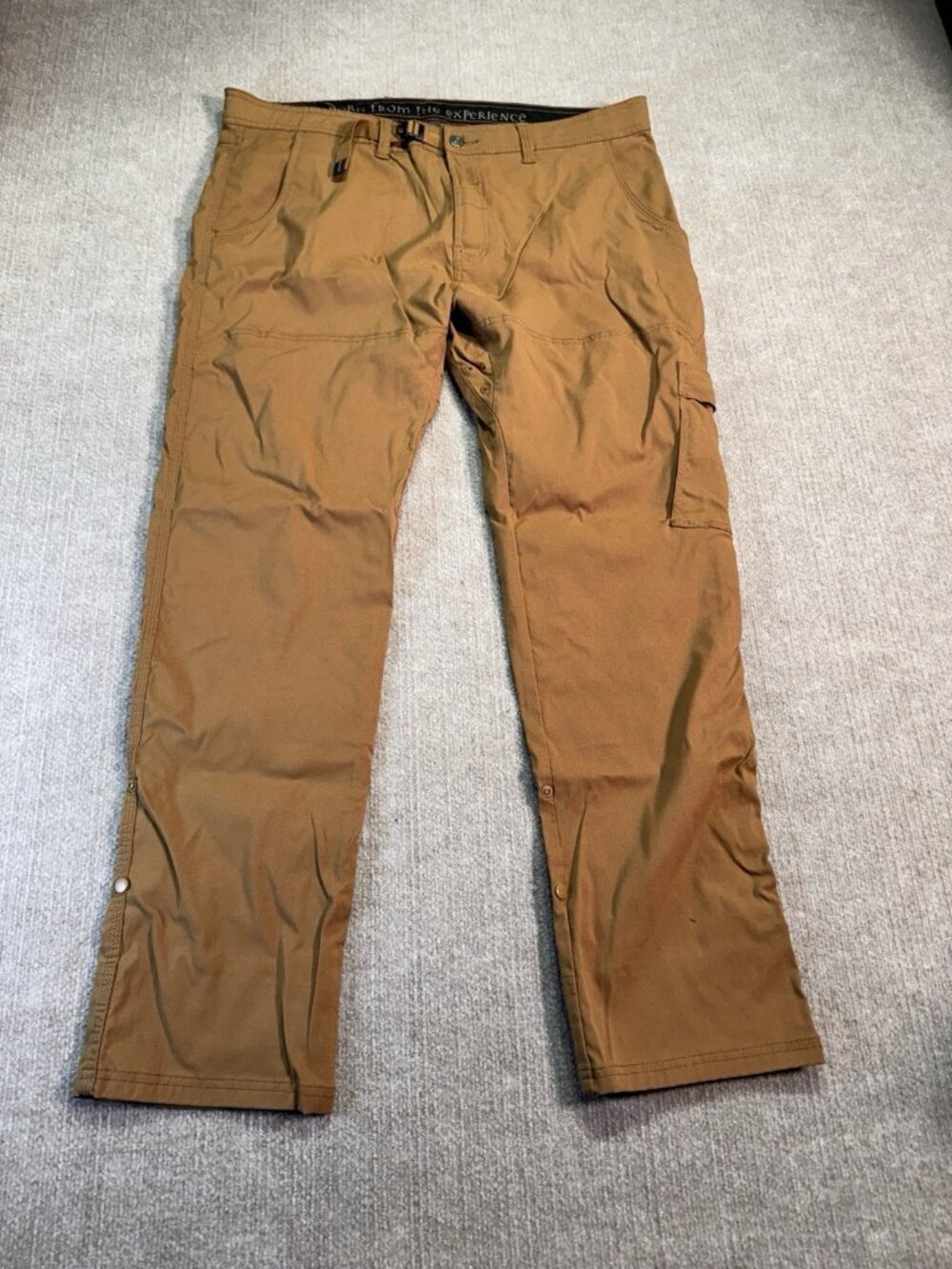 Prana Mens 40X32 Brown Straight Fit Adjustable Waist Nylon Hiking Outdoor Pants